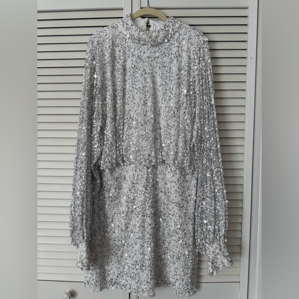 NWT Nasty Gal Plus Size 16 Silver Sequin Mini Dress